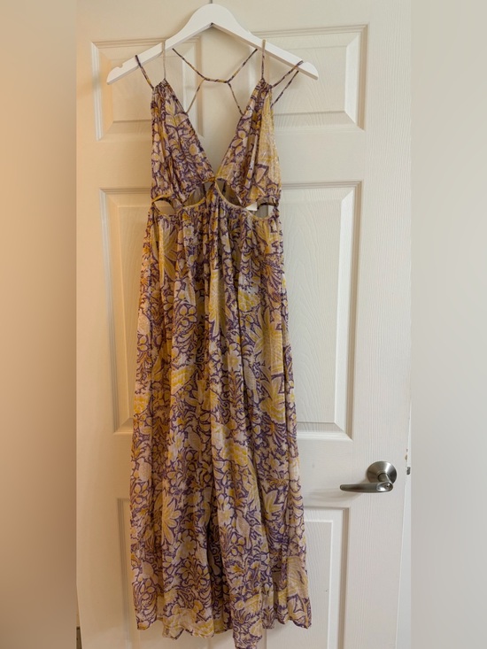 By Anthropologie Dresses & Skirts - Anthropologie Strappy Yellow and Purple Floral Maxi Dress